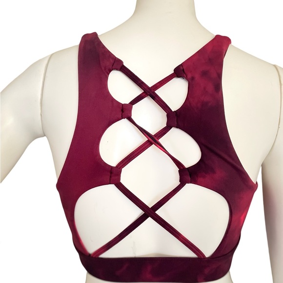 J80 Women's Hybrid Cross Back Removable Pads Sports Bra Red Size “S” - Picture 4 of 11